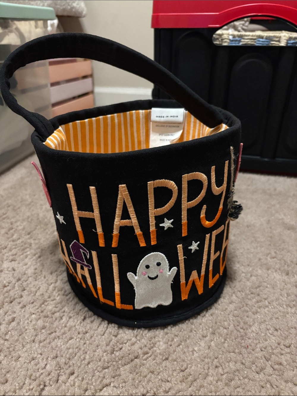 Happy Halloween Embroidered Trick-or-Treat Bucket